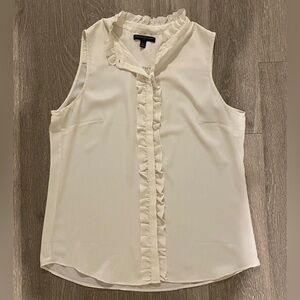 Banana Republic Ruffle Sleeveless Blouse in Ivory